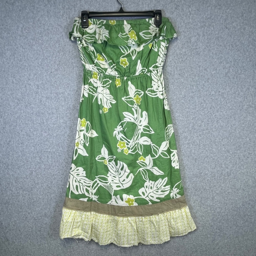 Green Strapless Floral Sundress